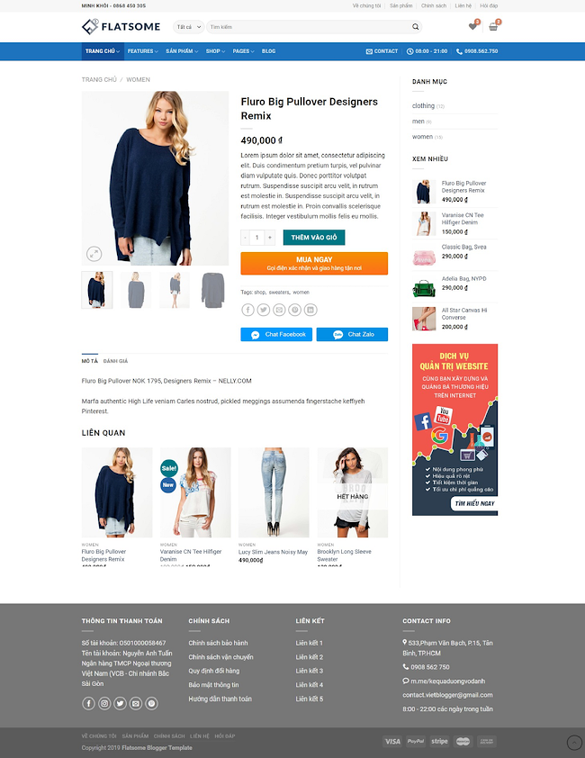 Giao diện web bán hàng cao cấp Flatsome